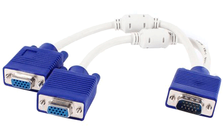 Cable VGA 15 Pin Macho a 2 Hembras / Azul