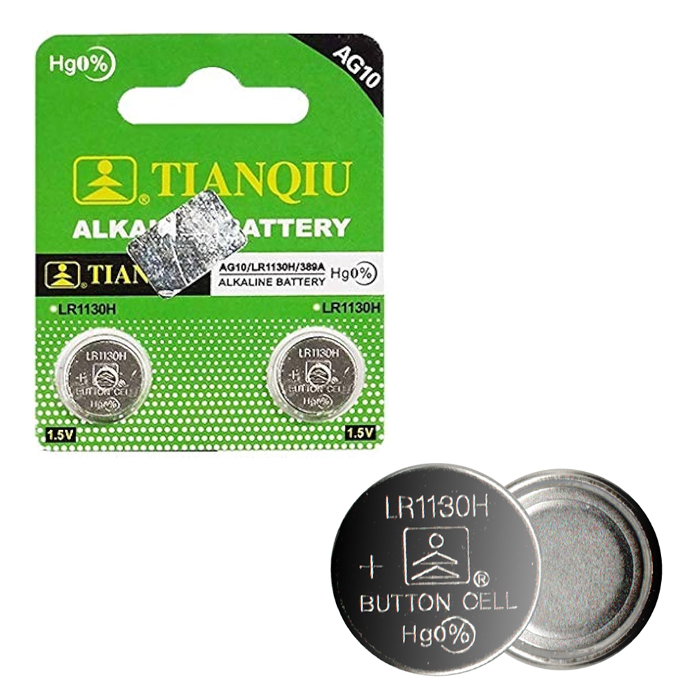 Pila Botón Alcalina 1.5V AG10 LR1130 x 2 Pilas TIANQIU 