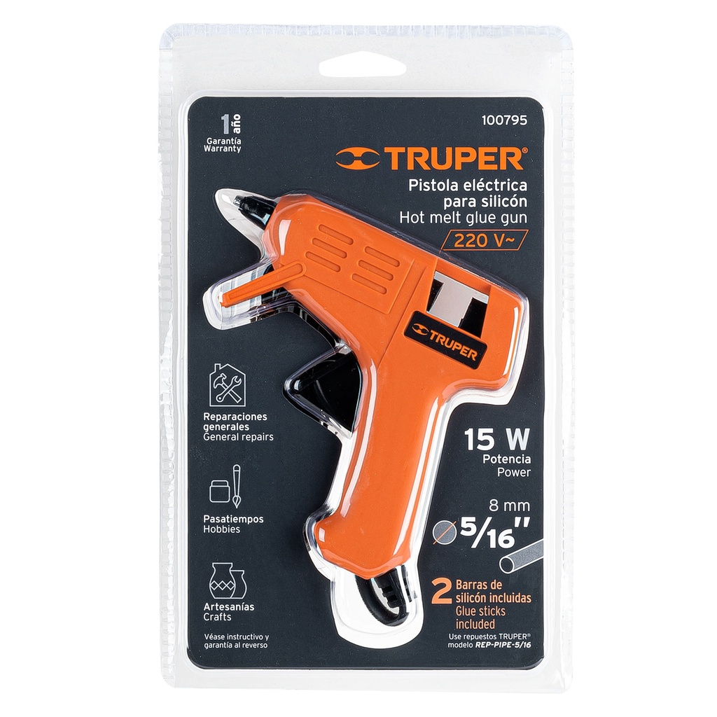 Pistola de Silicona  5/16" 220V 15W TRUPER