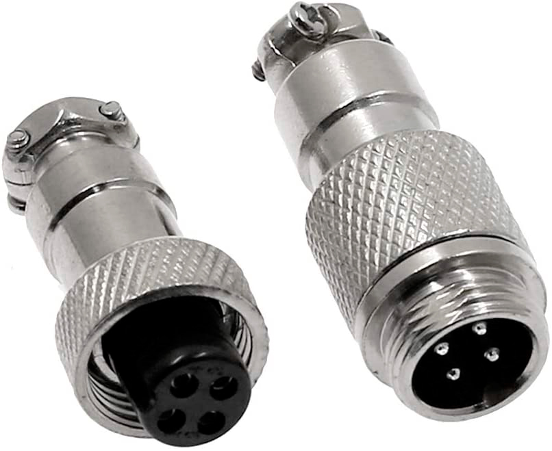 Conector de 4 vías Pin Circular Rosca 12mm Macho + Hembra Aéreo