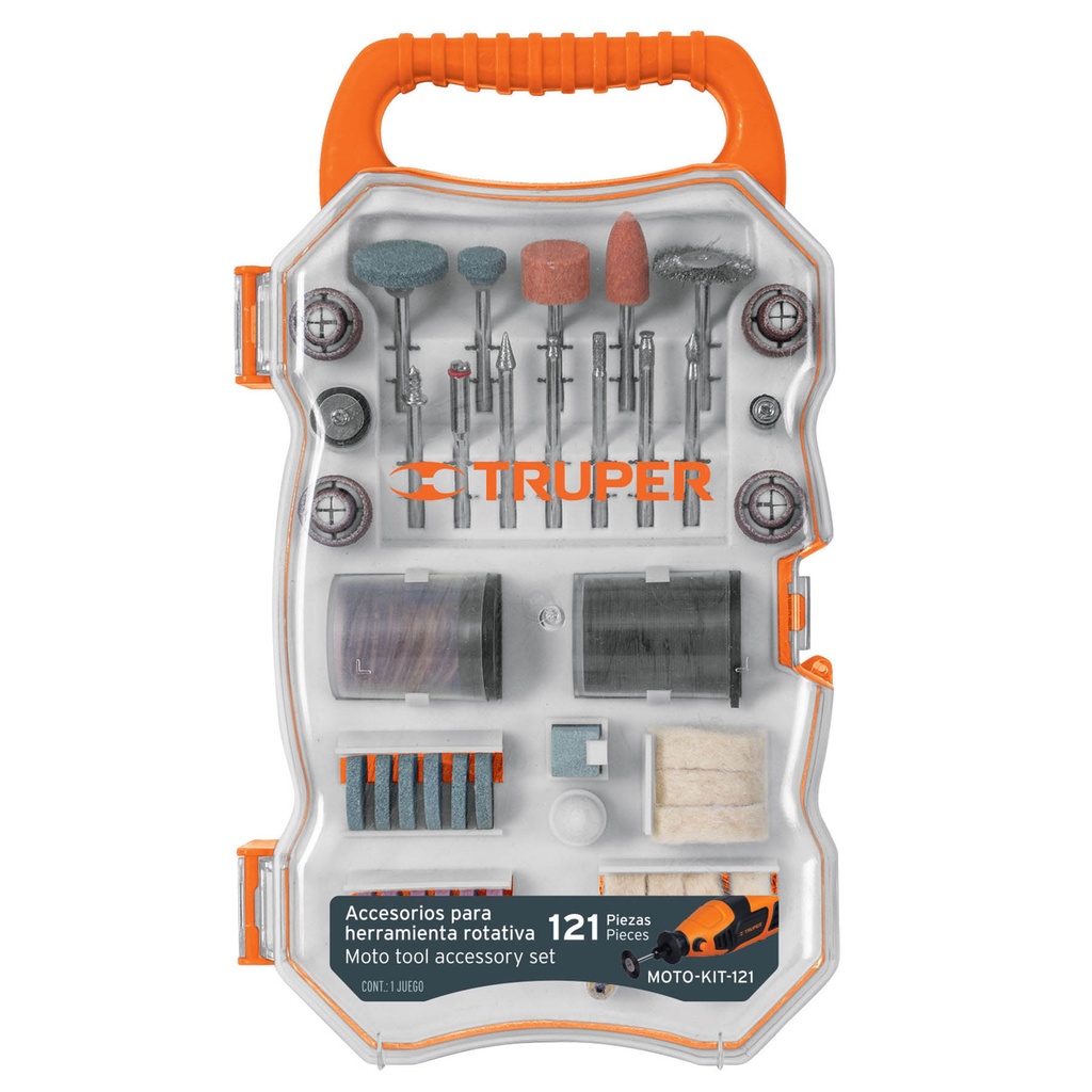 Kit con 121 Accesorios para Mini Rectificadora, TRUPER 100757