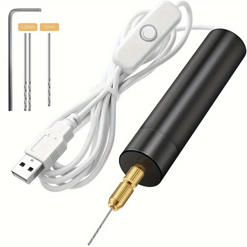 Mini Taladro Eléctrico USB Portátil de Mano, Negro 