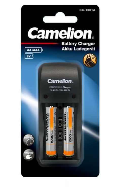 Cargador + 2 Pilas AA 2000mah Camelion