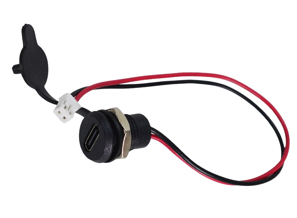 Jack DC Tipo C con Cable JST de 2Pines para Montar en Panel, AWG 24 Max. 1.5A