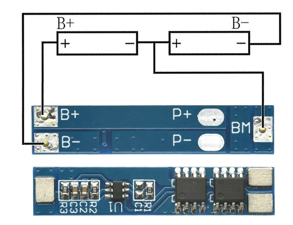 Placa de Protección BMS 2S P/Batería de Litio 7.4 -8.4 V 5A  