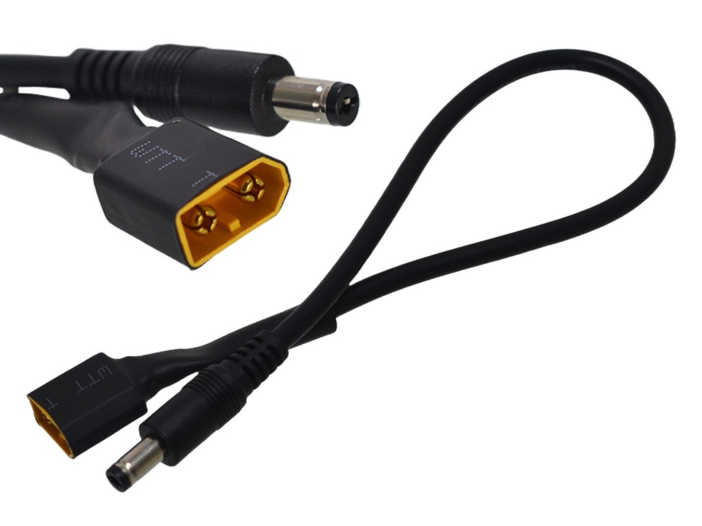 Cable Adaptador de Conector XT60 Macho a Plug DC5521 2.1mm, 30cm 18AWG 3A