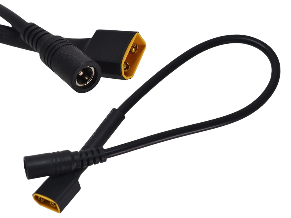 Cable Adaptador de Conector XT60 Macho a Jack DC5521 Hembra. Cable 30cm 18AWG 3A