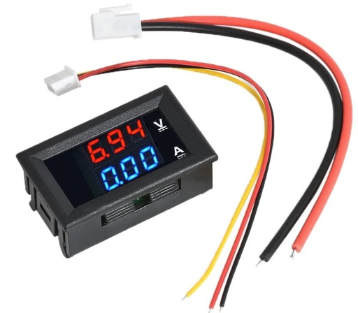[YB27VA-10010] Voltímetro Amperímetro DC 100V 10 AMP Rojo/Azul 