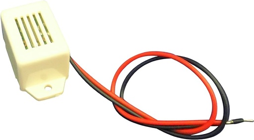 [FT18245             ] Buzzer de 12VDC Rectángulo Blanco de 18x24mm con Cable