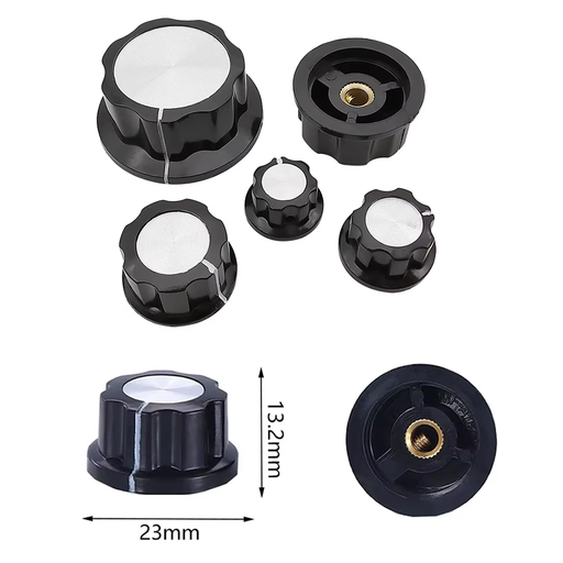 [PER-A2] Perilla Plastica para Potenciometros de Eje de 6.3mm. Dimensiones: 23x13mm