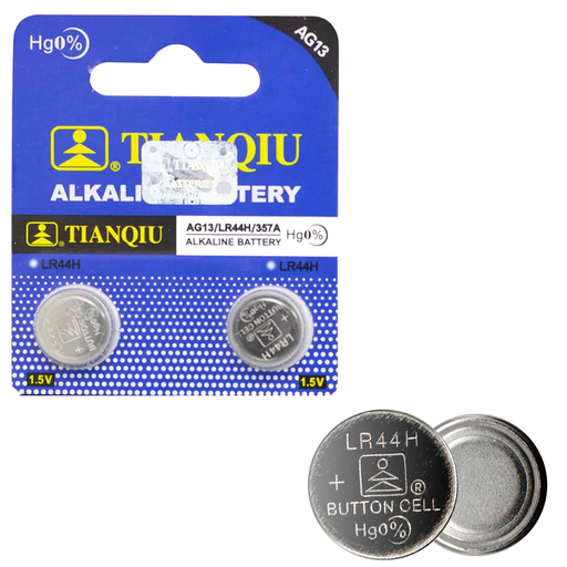 [AG13-TIA] Pila Botón Alcalina 1.5V AG13 LR44H x 2 Pilas TIANQIU 