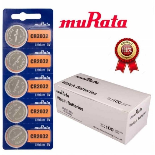 [CR2032MUR-CJ] Bateria de Litio Boton 3V. CR2032 Caja x 100  MURATA