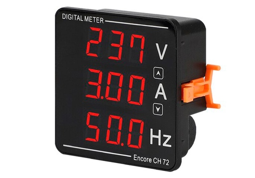 [CH-72VAHZ] Medidor de Pantalla Triple de Voltaje Corriente y Frecuencia, AC50-500V 1-120A, 72x72x32mm