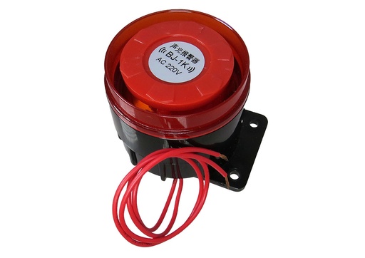 [BJ1K-220] Buzzer Piezo Eléctrico Activo BJ-1K de 85dB de 220VAC de 55mm Diámetro con Luz
