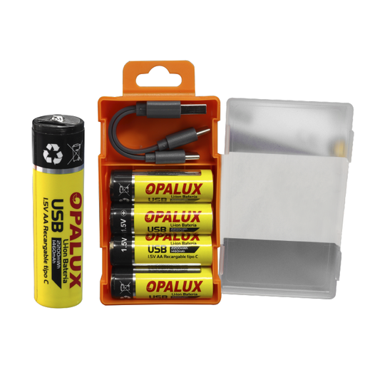[LI-AA2200R] BateriaLI-ION 1.5V AA Recargable TIPO C OPALUX