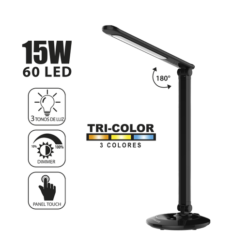 [OP-8763LA] Lámpara De Escritorio Touch "OPALUX" 15W 60 Led 3CCT