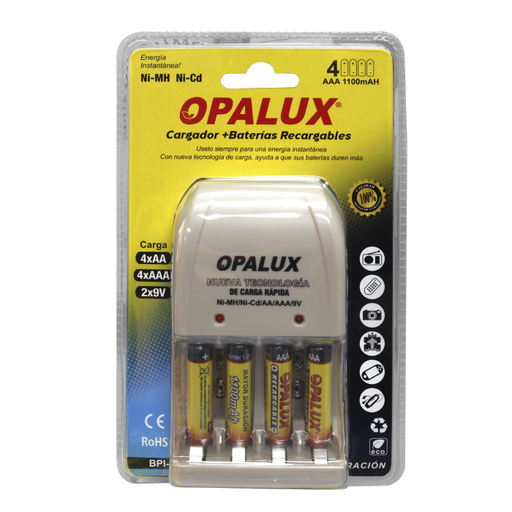 [BPI-06AAA1 ] Cargador De Pilas Aa/Aaa/9V "OPALUX" Ni-Mh/Ni Ul + 4 Pilas Nh-Aa