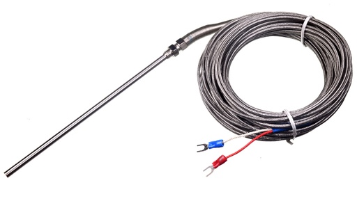 [THK1510-HT8] Termocupla Tipo K Bulbo 5mm x 15cm con Cable de 10 Metros 400°C Sensor de Temperatura M8
