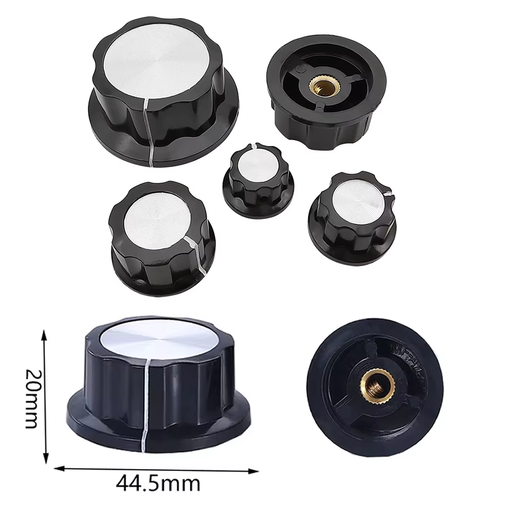 [PER-A5] Perilla Plastica para Potenciometros de Eje de 6.3mm. Dimensiones: 44x20mm
