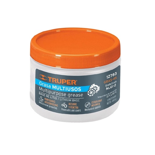 [GRAS-45] Grasa Lubricante Multiusos, Base Litio, 450 gr, Truper