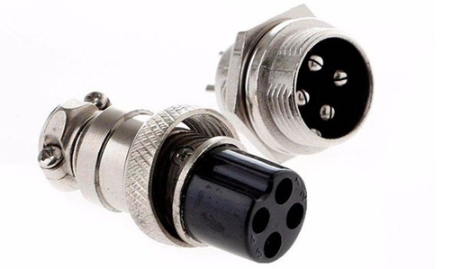 [GX16-4PCH] Conector 4 Pin Circular Rosca 16mm Macho + Hembra