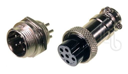 [GX16-6PCH] Conector 6 Pin Circular Rosca 16mm Macho + Hembra