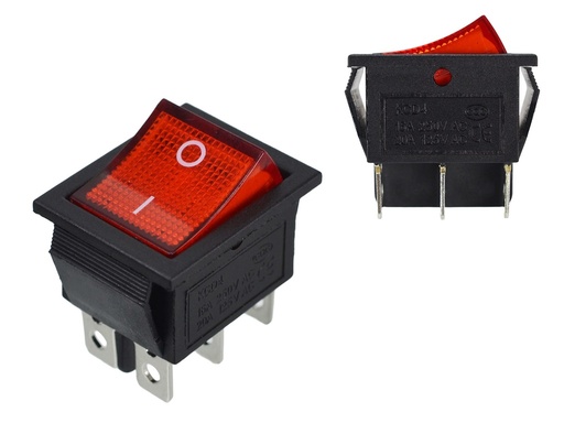 [KCD4-P] PULSADOR CON NEON ROJO 250V 16A 6PIN 25X30