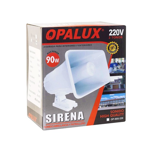 [OP-90S-BK] SIRENA NEGRA OPLALUX 220V 90W 2 TONOS